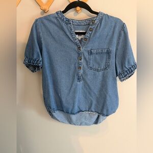 Velvet Heart Button-Up Denim Top